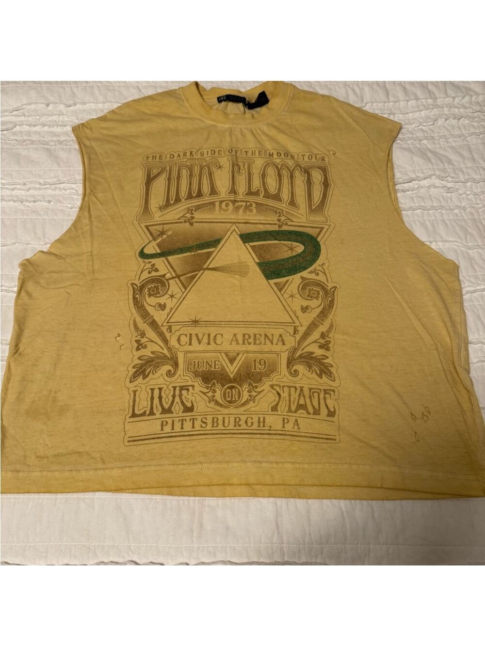 Zara Yellow Pink Floyd Band Graphic Tee